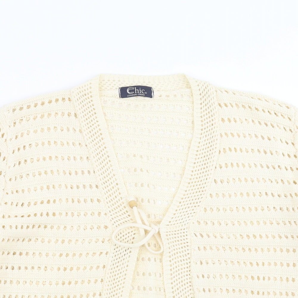 Womens UK Size L CHIC Beige Cardigan Jumper
