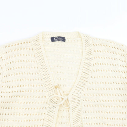 Womens UK Size L CHIC Beige Cardigan Jumper