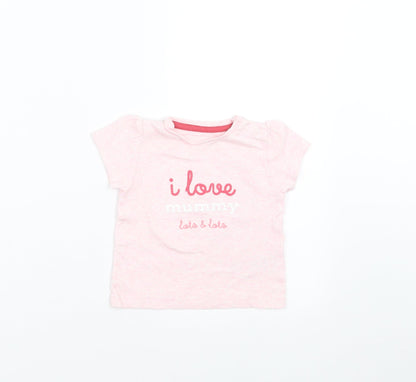 Marks and Spencer Girls Pink   Basic T-Shirt Size 6-9 Months  - I Love Mummy