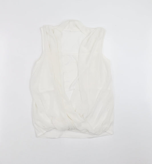 Womens UK Size L Preworn White Basic Blouse