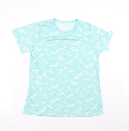 Womens UK Size L Preworn Green Basic T-Shirt