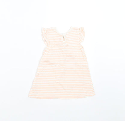 George Girls Pink Striped  T-Shirt Dress  Size 6-9 Months