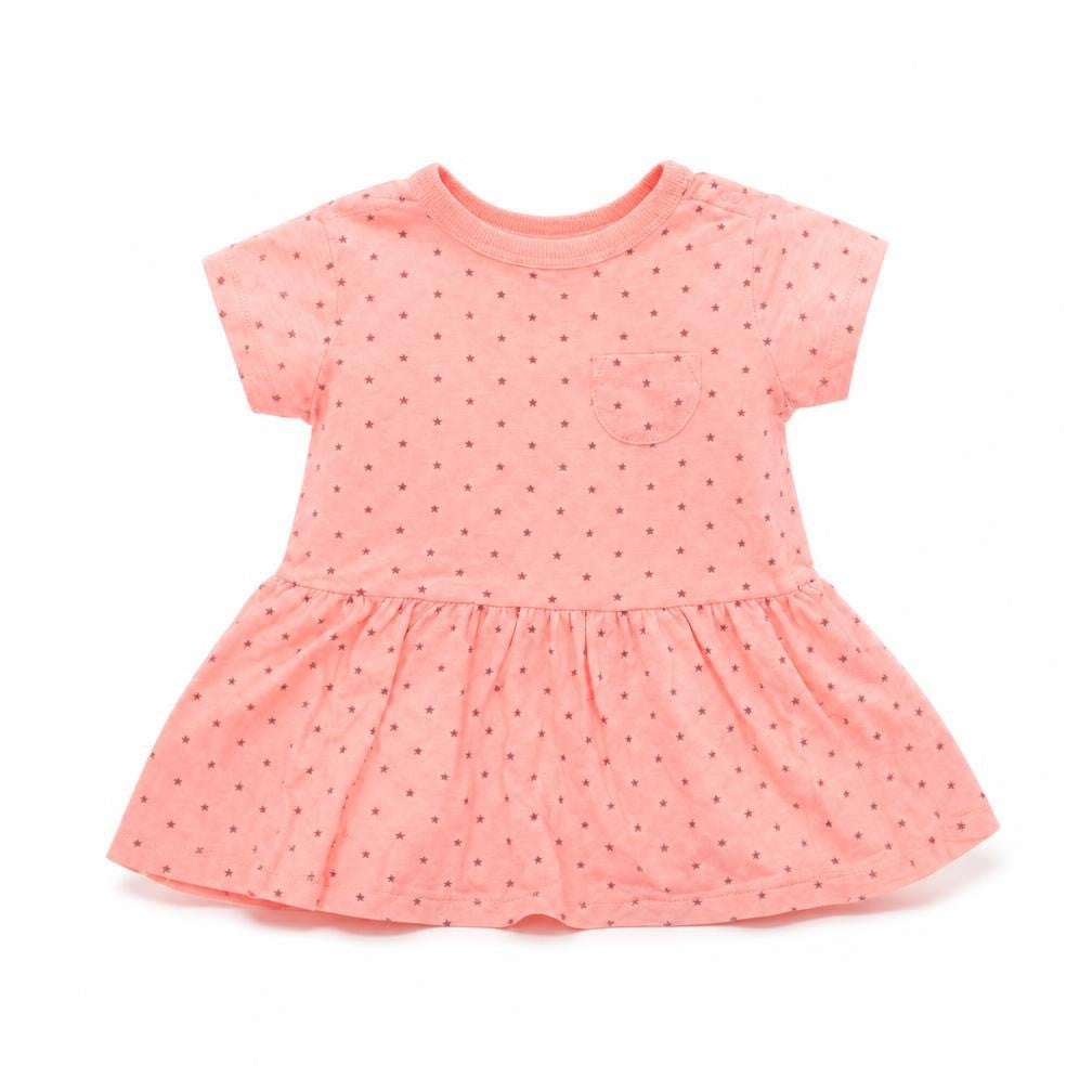 NEXT Girls Orange Geometric  T-Shirt Dress  Size 6-9 Months  - Star Pattern