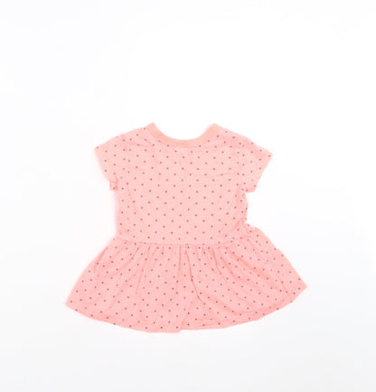NEXT Girls Orange Geometric  T-Shirt Dress  Size 6-9 Months  - Star Pattern