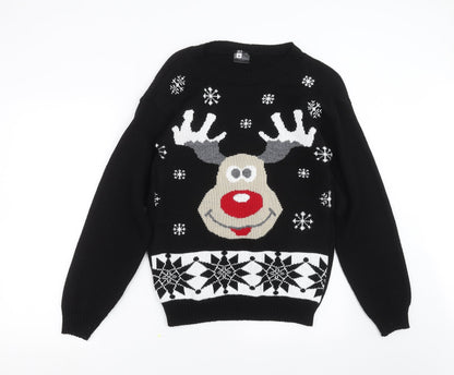 Sapphire Womens Black  Knit Pullover Jumper Size M  - Rudolph Christmas