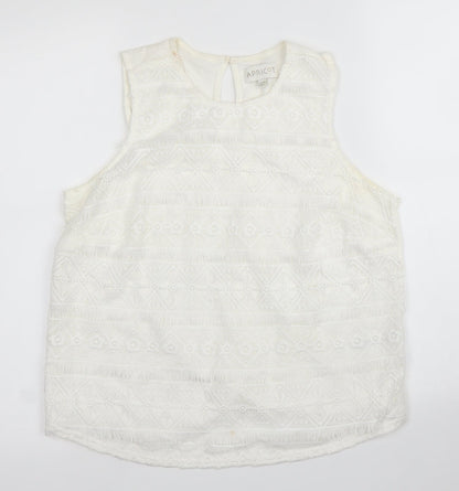 Womens UK Size 10 Apricot White Basic Blouse