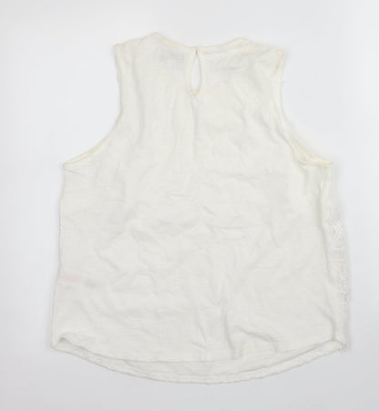 Womens UK Size 10 Apricot White Basic Blouse