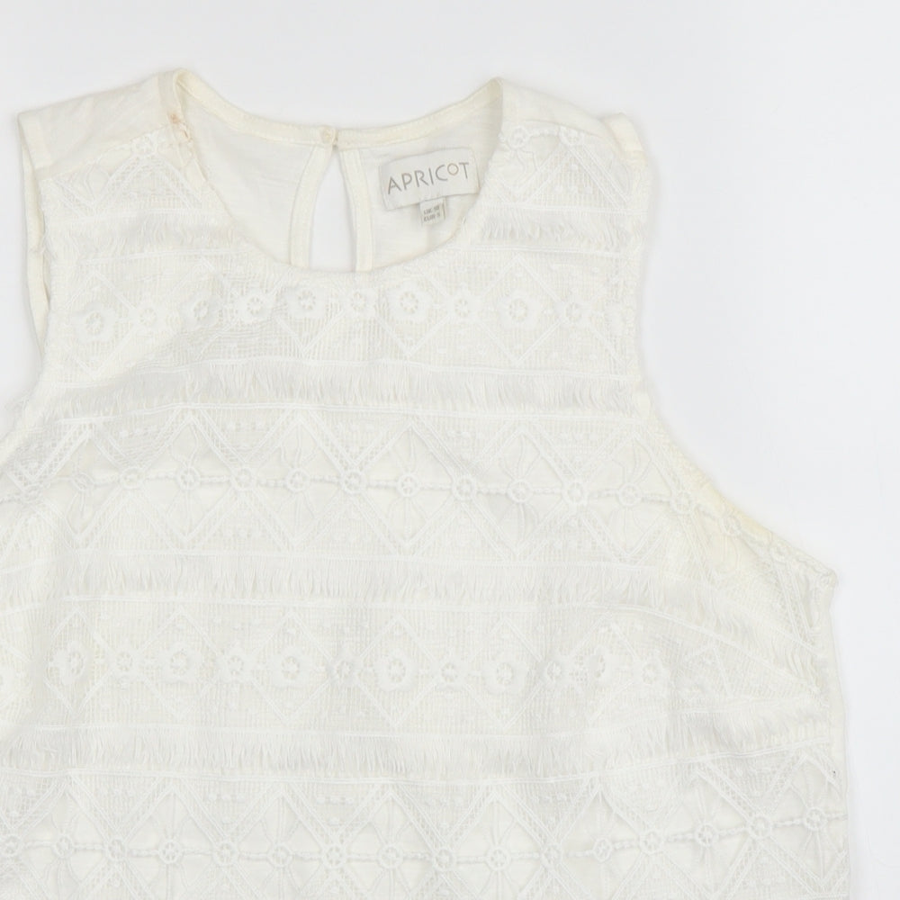 Womens UK Size 10 Apricot White Basic Blouse