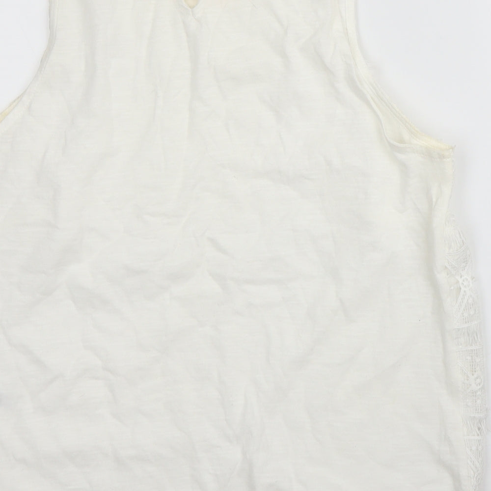 Womens UK Size 10 Apricot White Basic Blouse