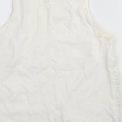 Womens UK Size 10 Apricot White Basic Blouse