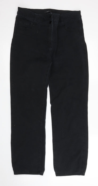 M&Co Womens Black  Denim Tapered Jeans Size 14 L28 in