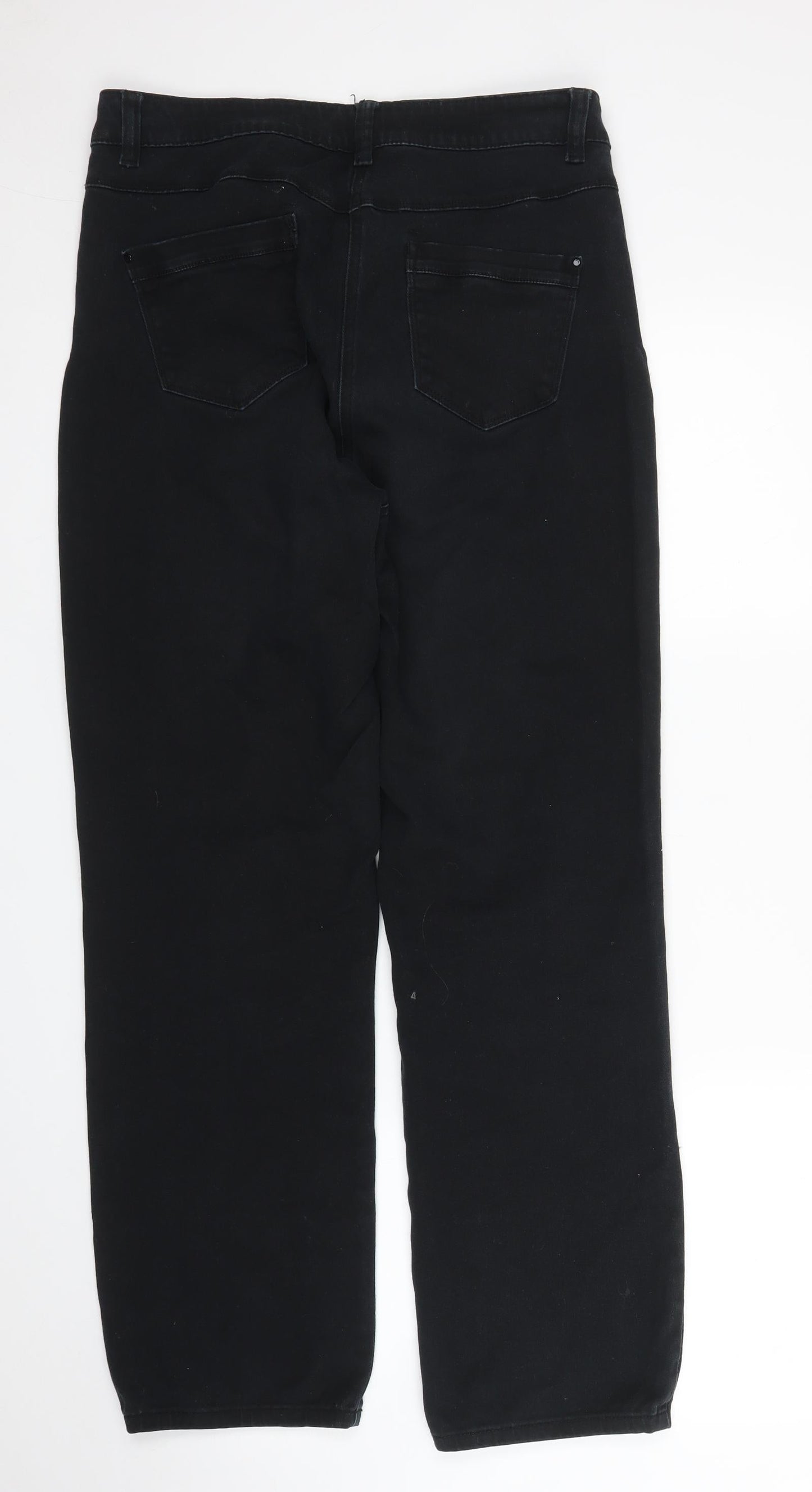 M&Co Womens Black  Denim Tapered Jeans Size 14 L28 in