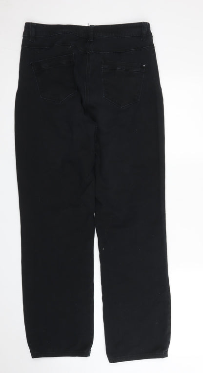 M&Co Womens Black  Denim Tapered Jeans Size 14 L28 in