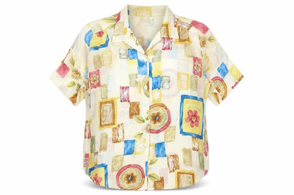 Direct Womens Yellow Floral  Basic Blouse Size 14