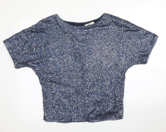 Womens UK Size XS Oasis Blue Basic Blouse