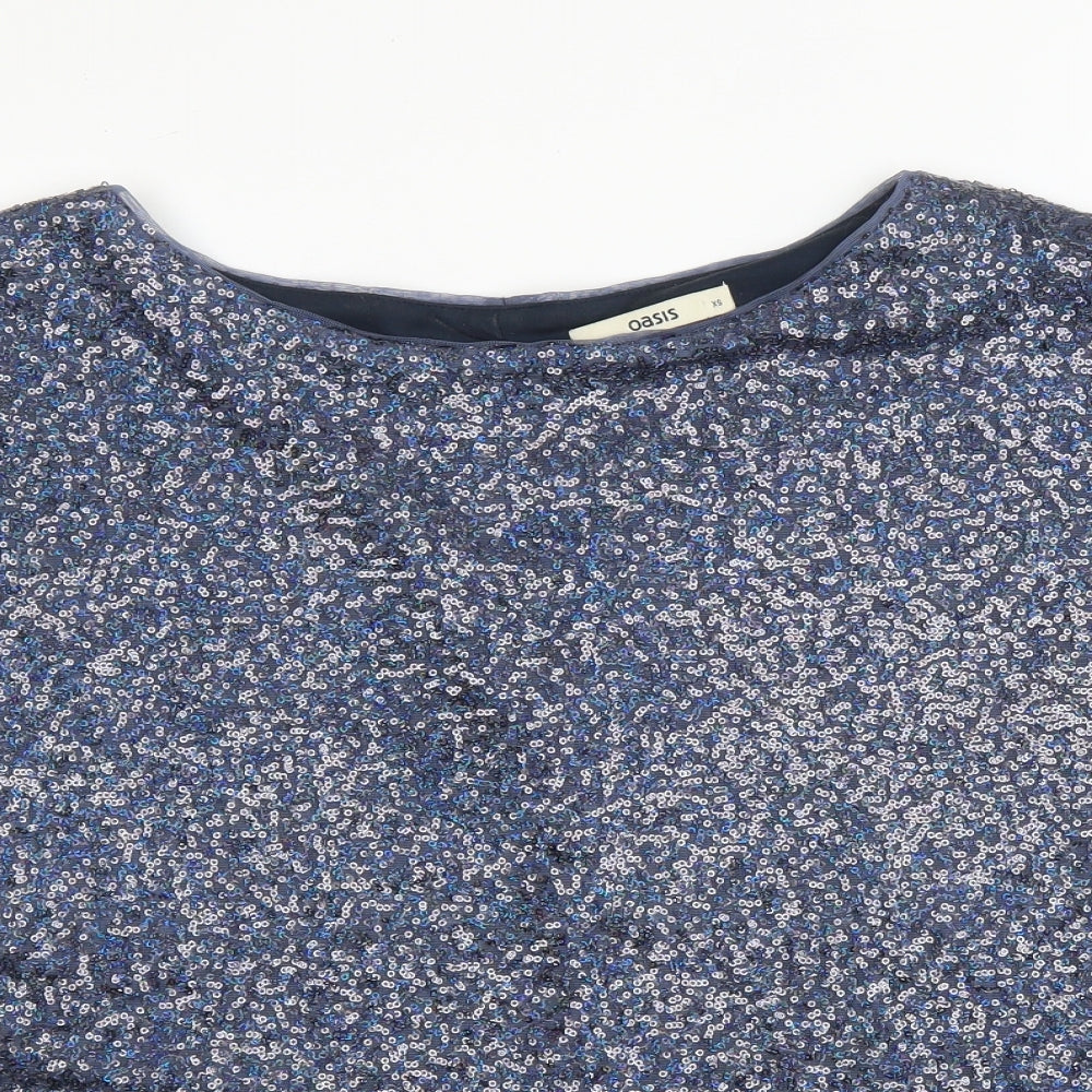 Womens UK Size XS Oasis Blue Basic Blouse
