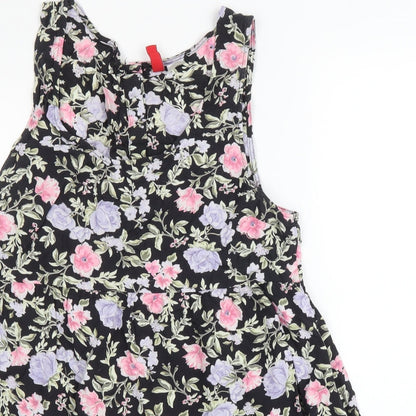 H&M Womens Black Floral  A-Line  Size 8