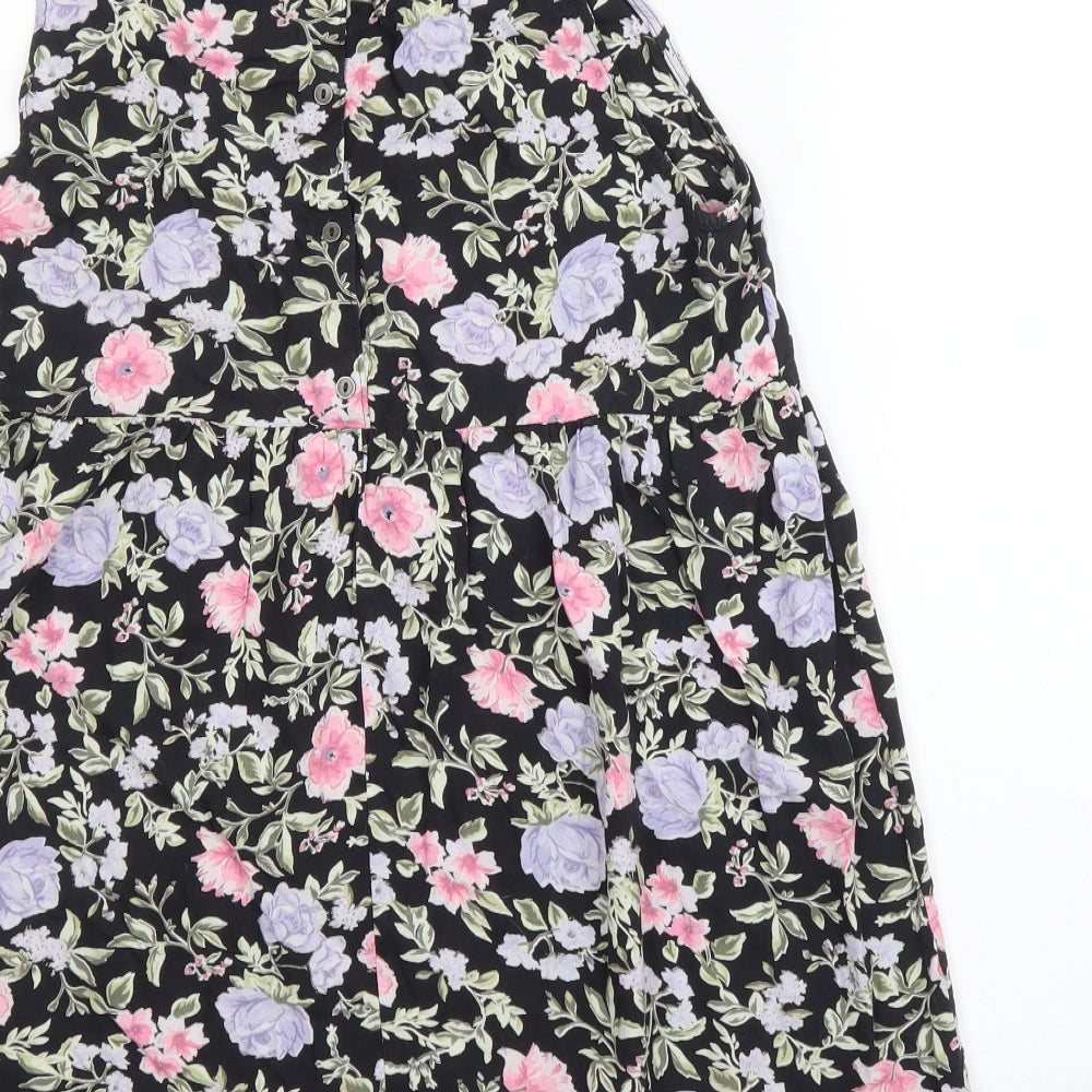 H&M Womens Black Floral  A-Line  Size 8