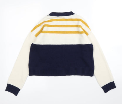 Matalan Girls Blue Striped  Pullover Jumper Size 12 Years