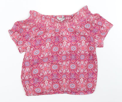 Miss Evie Girls Pink Geometric  Basic Blouse Size 13-14 Years