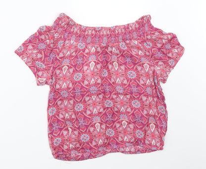 Miss Evie Girls Pink Geometric  Basic Blouse Size 13-14 Years