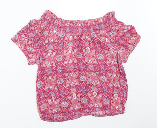 Miss Evie Girls Pink Geometric  Basic Blouse Size 13-14 Years