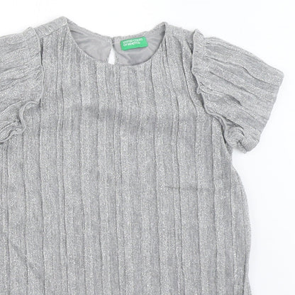 United Colors of Benetton Girls Silver   Basic Blouse Size 2 Years