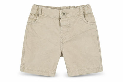 Front view of Baby Club boys’ beige cropped trousers, size 12, months