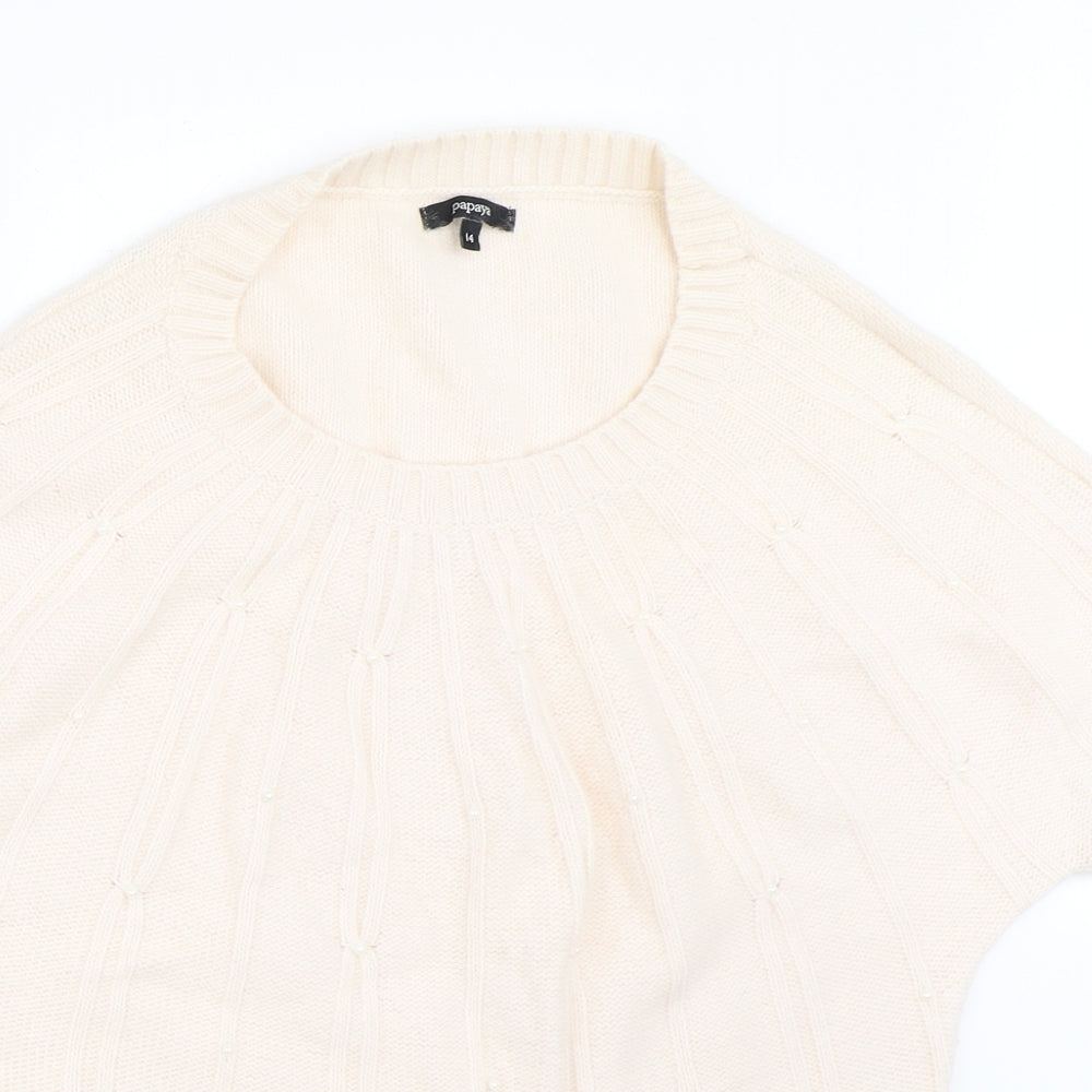 Womens UK Size 14 Papaya Ivory Pullover Jumper