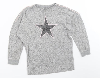 Nutmeg Girls Grey   Pullover Jumper Size 9-10 Years