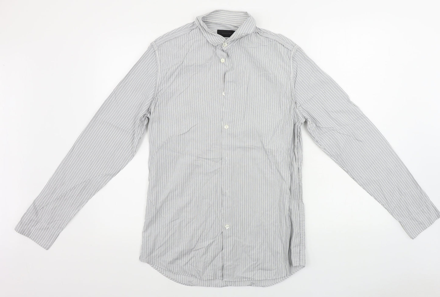 Mens UK Size 15 NICOLE FARHI Grey  Button-Up Long Sleeve Casual Shirt
