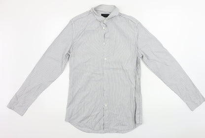 Mens UK Size 15 NICOLE FARHI Grey  Button-Up Long Sleeve Casual Shirt