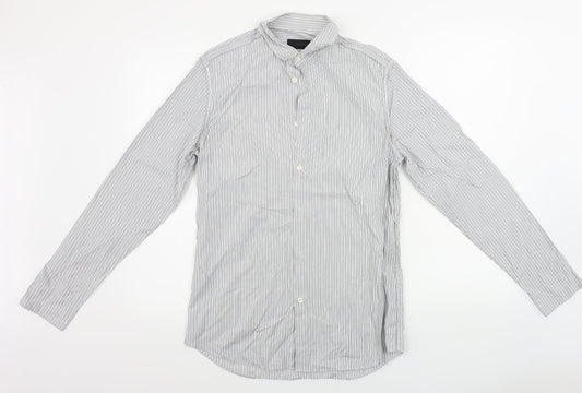 Mens UK Size 15 NICOLE FARHI Grey  Button-Up Long Sleeve Casual Shirt