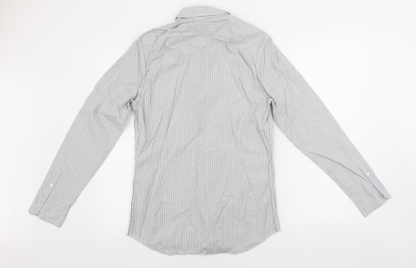 Mens UK Size 15 NICOLE FARHI Grey  Button-Up Long Sleeve Casual Shirt
