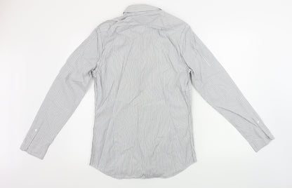 Mens UK Size 15 NICOLE FARHI Grey  Button-Up Long Sleeve Casual Shirt