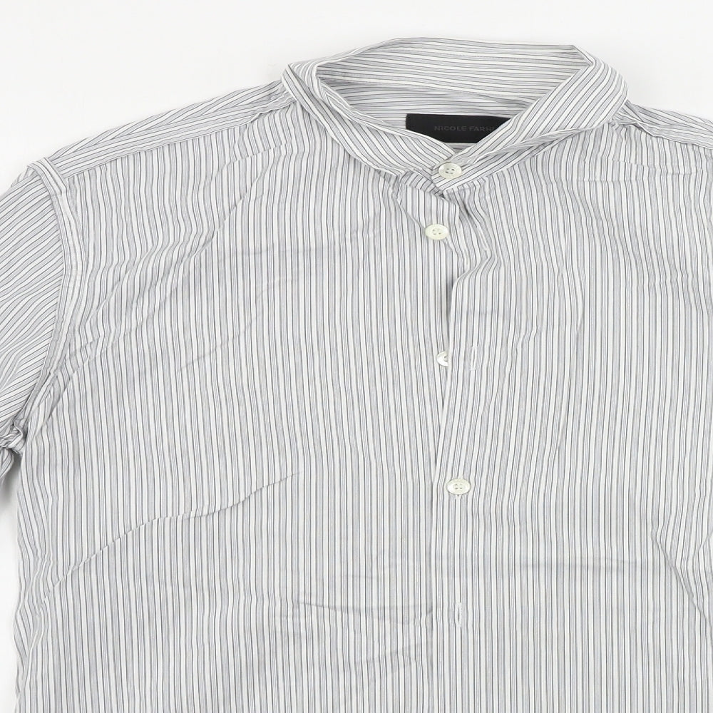 Mens UK Size 15 NICOLE FARHI Grey  Button-Up Long Sleeve Casual Shirt