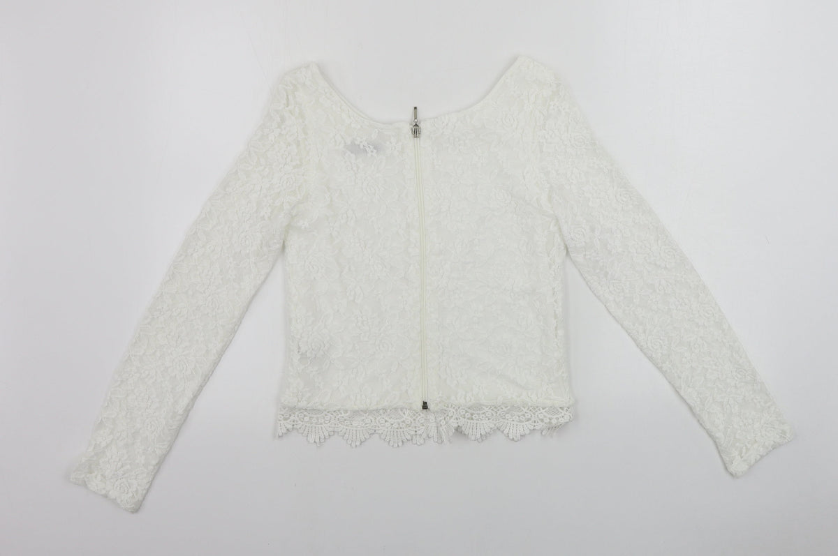 Reyon  Womens White Floral  Basic T-Shirt Size L