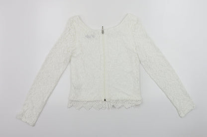 Reyon  Womens White Floral  Basic T-Shirt Size L