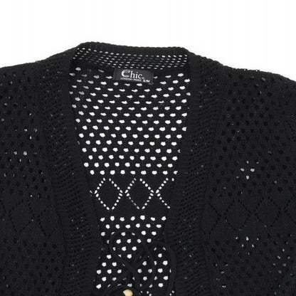 Womens UK Size M CHIC Black Cardigan Jumper