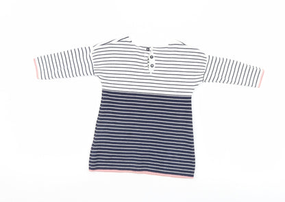 Marks and Spencer Girls Ivory Striped  Basic Casual Size 9-12 Months