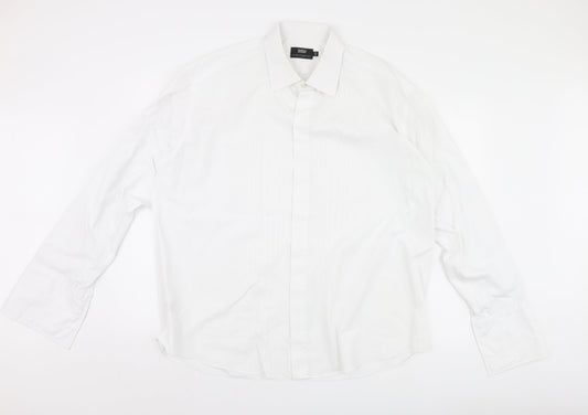 Mens UK Size 46 Marks and Spencer Silver  Button-Up Long Sleeve Casual Shirt
