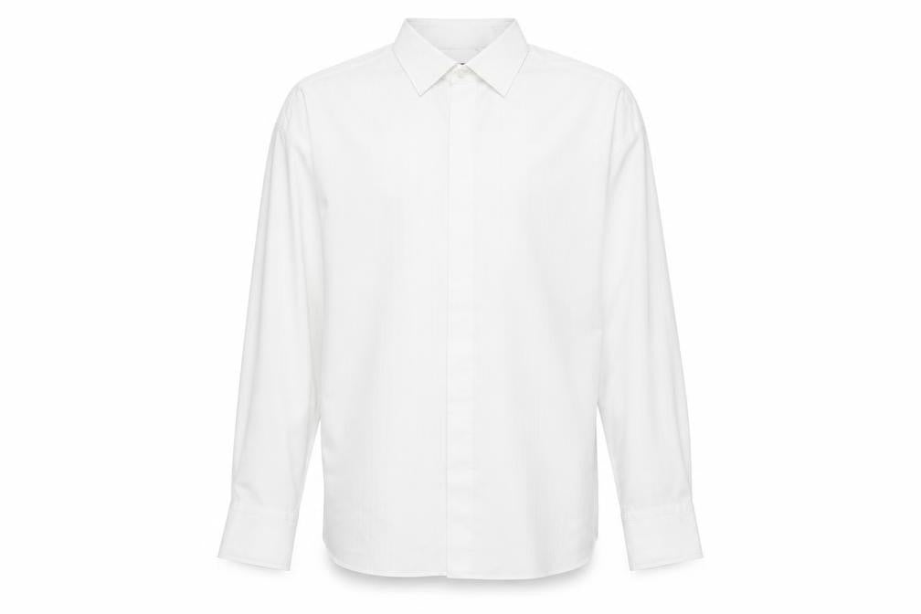 Mens UK Size 46 Marks and Spencer Silver  Button-Up Long Sleeve Casual Shirt