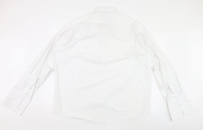 Mens UK Size 46 Marks and Spencer Silver  Button-Up Long Sleeve Casual Shirt