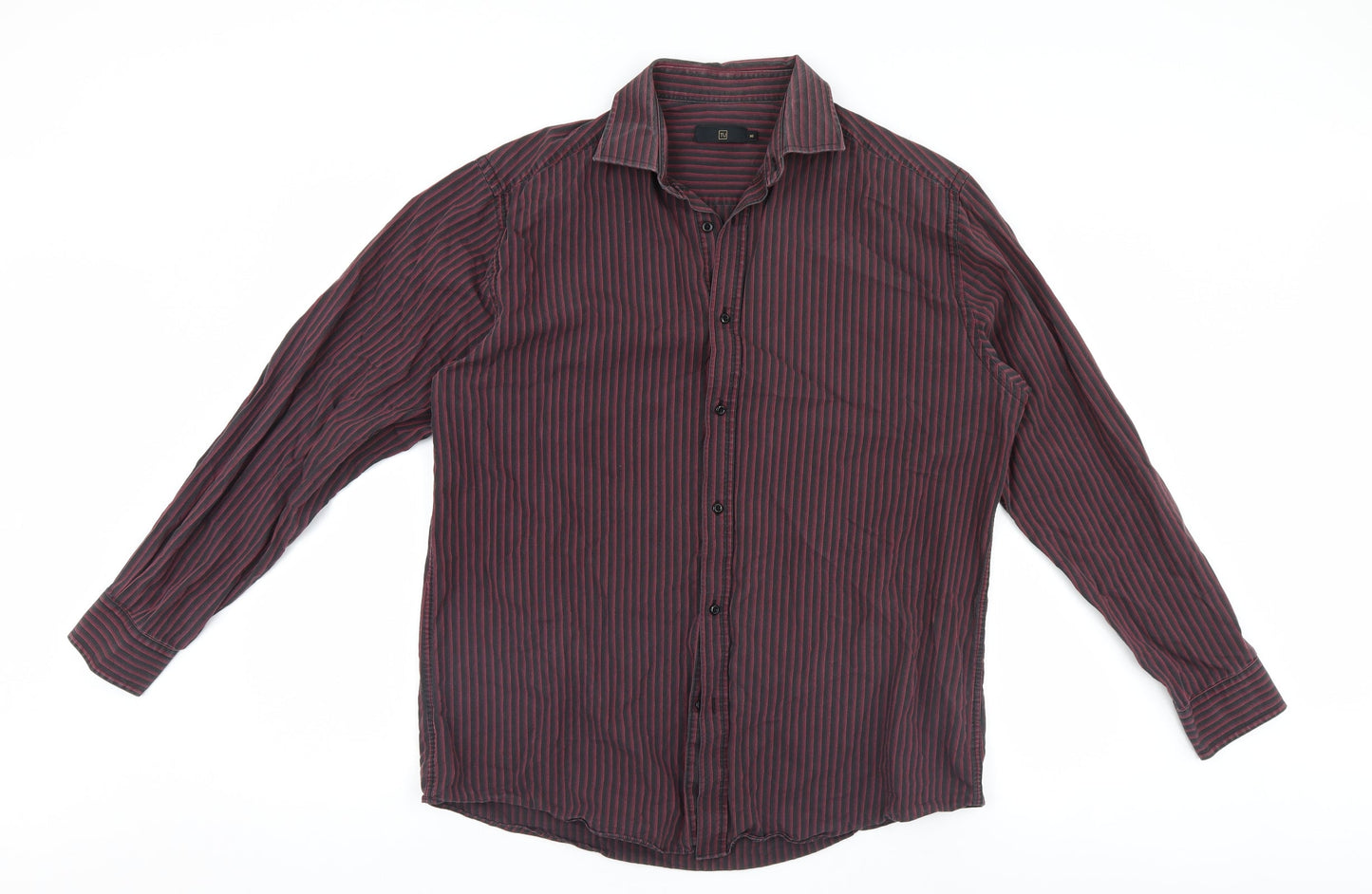 TU Mens Multicoloured Striped   Button-Up Size 16