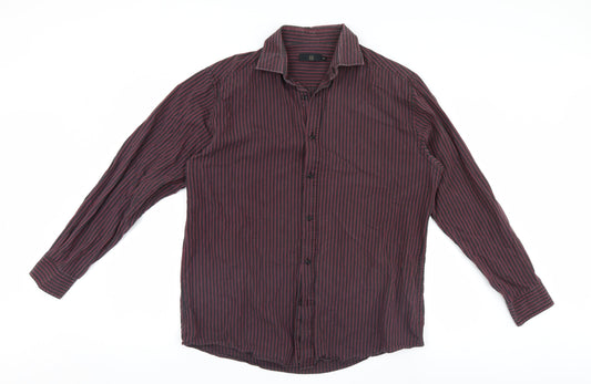 TU Mens Multicoloured Striped   Button-Up Size 16