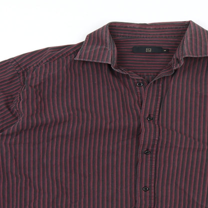 TU Mens Multicoloured Striped   Button-Up Size 16