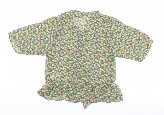 NEXT Girls Ivory Floral  Kimono Blouse Size 9 Years