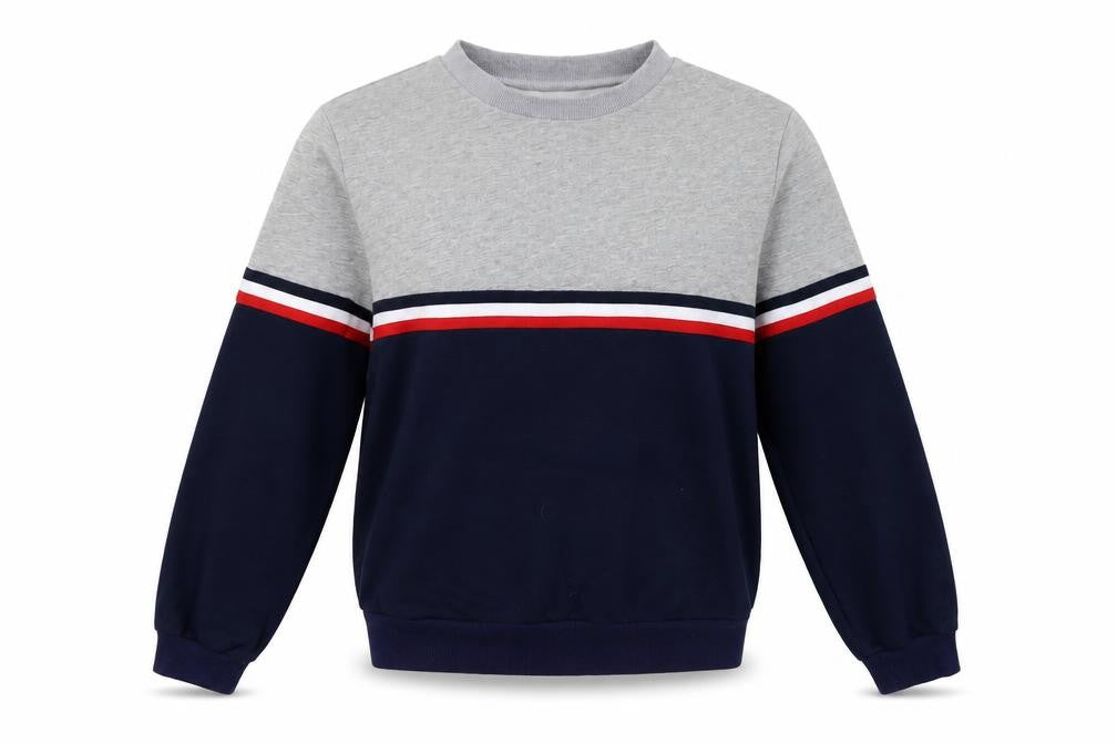 Womens Grey Striped  Pullover Sweatshirt Size L