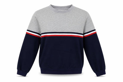 Womens Grey Striped  Pullover Sweatshirt Size L