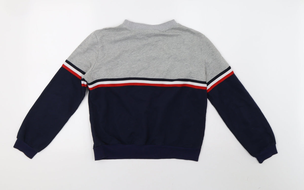 Womens Grey Striped  Pullover Sweatshirt Size L